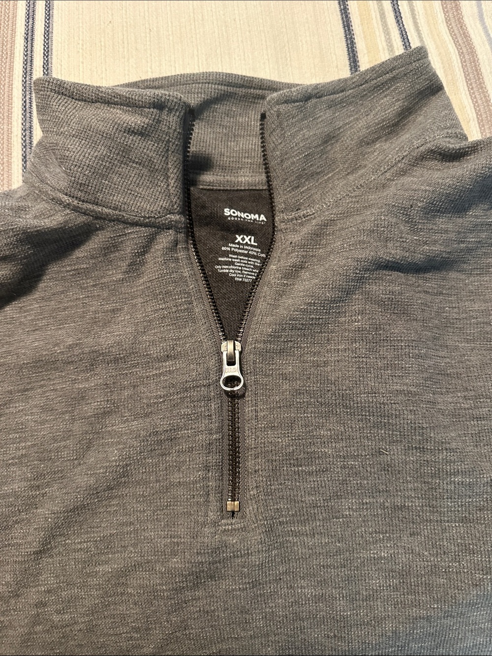 Sonoma Men's Charcoal Gray Half-Zip Pullover